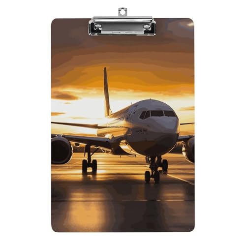 Klemmbrett mit Flugzeug im Abendlicht, für Büro, Zuhause, Acryl-Klemmbrett mit Aufhängelöchern aus Edelstahl, langlebige Klemmbretter für Notizen, Prüfungen, Noten, Noten, 31,8 x 21,6 cm Klemmbrett mit Flugzeug im Abendlicht, für Büro, Zuhause, Acryl-Klemmbrett mit Aufhängelöchern aus Edelstahl, langlebige Klemmbretter für Notizen, Prüfungen, Noten, Noten, 31,8 x 21,6 cm von LKHDS