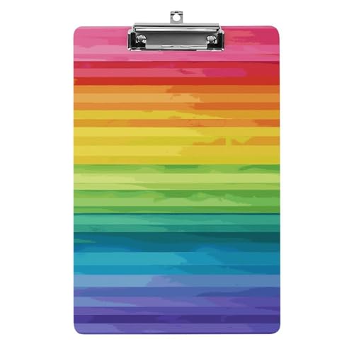 Klemmbrett mit bunten Regenbogen-Streifen, für Büro, Zuhause, Acryl-Klemmbrett mit Edelstahl-Löchern, langlebige Klemmbretter für Notizen, Prüfungen, Noten, Noten, 31,8 x 21,6 cm Klemmbrett mit bunten Regenbogen-Streifen, für Büro, Zuhause, Acryl-Klemmbrett mit Edelstahl-Löchern, langlebige Klemmbretter für Notizen, Prüfungen, Noten, Noten, 31,8 x 21,6 cm von LKHDS