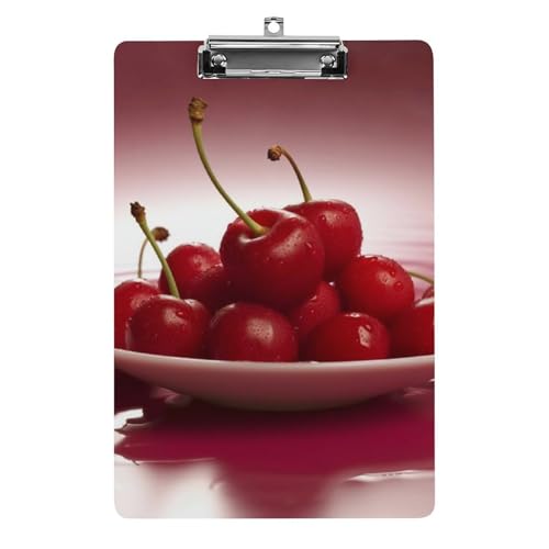 Klemmbrett mit roten Kirschen für Büro, Zuhause, Acryl-Klemmbrett mit Aufhängelöchern aus Edelstahl, langlebige Klemmbretter für Notizen, Prüfungen, Noten, Noten, 31,8 x 21,6 cm Klemmbrett mit roten Kirschen für Büro, Zuhause, Acryl-Klemmbrett mit Aufhängelöchern aus Edelstahl, langlebige Klemmbretter für Notizen, Prüfungen, Noten, Noten, 31,8 x 21,6 cm von LKHDS