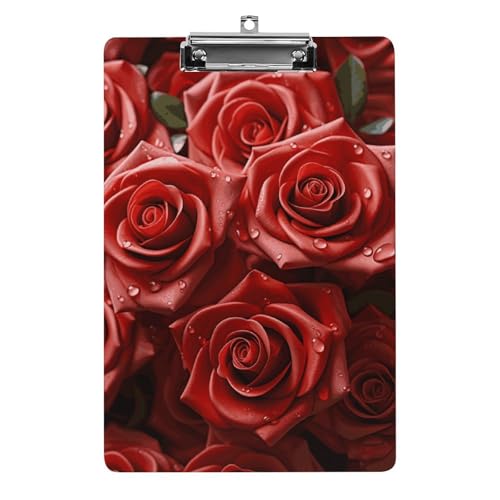 Klemmbrett mit vielen roten Rosen für Büro, Zuhause, Acryl-Klemmbrett mit Aufhängelöchern aus Edelstahl, langlebige Klemmbretter für Notizen, Prüfungen, Noten, Noten, 31,8 x 21,6 cm Klemmbrett mit vielen roten Rosen für Büro, Zuhause, Acryl-Klemmbrett mit Aufhängelöchern aus Edelstahl, langlebige Klemmbretter für Notizen, Prüfungen, Noten, Noten, 31,8 x 21,6 cm von LKHDS