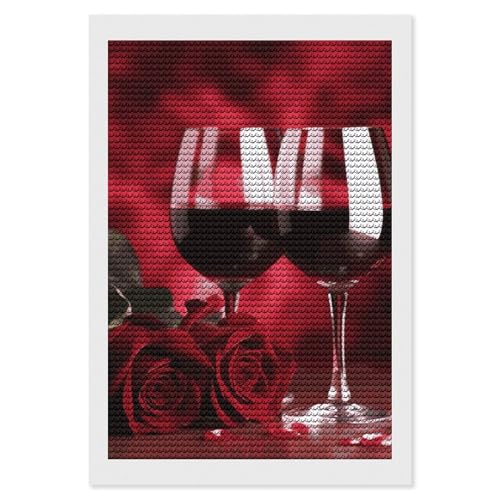 LKHDS Roses and Glasses of Red Wine Diamond Painting Kits for Adults, Full Round Drill DIY Diamond Art, 5D Gem Art and Crafts for Home Wall Decor 20,3 x 30,5 cm LKHDS Roses and Glasses of Red Wine Diamond Painting Kits for Adults, Full Round Drill DIY Diamond Art, 5D Gem Art and Crafts for Home Wall Decor 20,3 x 30,5 cm von LKHDS