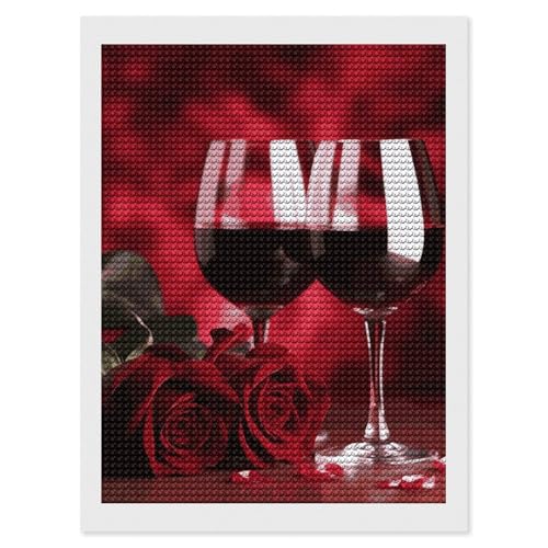 LKHDS Roses and Glasses of Red Wine Diamond Painting Kits for Adults, Full Round Drill DIY Diamond Art, 5D Gem Art and Crafts for Home Wall Decor 30,5 x 40,6 cm LKHDS Roses and Glasses of Red Wine Diamond Painting Kits for Adults, Full Round Drill DIY Diamond Art, 5D Gem Art and Crafts for Home Wall Decor 30,5 x 40,6 cm von LKHDS