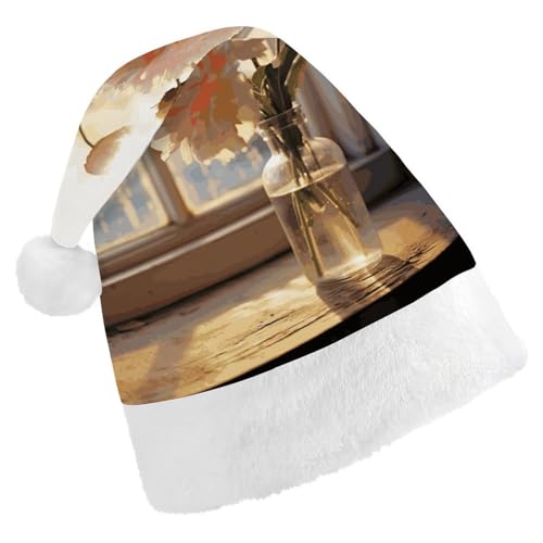 LKHDS Weihnachtsmütze für Erwachsene, Weihnachtsmütze für Damen und Herren, exquisite Fensterblumen-bedruckte Weihnachtsmütze, bequeme Weihnachtsmütze für Erwachsene von LKHDS