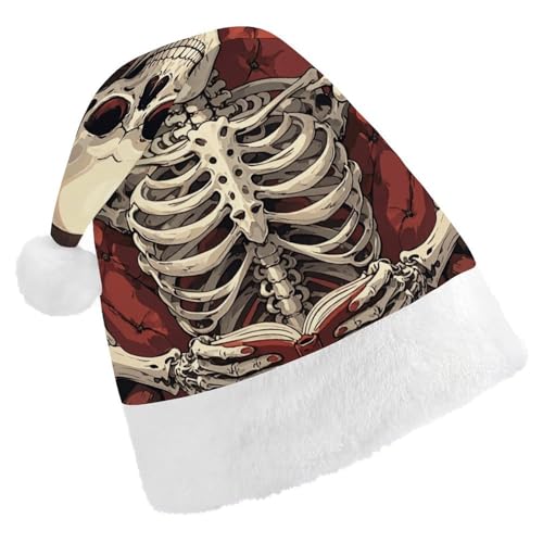 LKHDS Weihnachtsmütze für Erwachsene, Weihnachtsmütze für Damen und Herren, exquisite Skelett-Lesung, bedruckte Weihnachtsmütze, bequeme Weihnachtsmütze für Erwachsene LKHDS Weihnachtsmütze für Erwachsene, Weihnachtsmütze für Damen und Herren, exquisite Skelett-Lesung, bedruckte Weihnachtsmütze, bequeme Weihnachtsmütze für Erwachsene von LKHDS