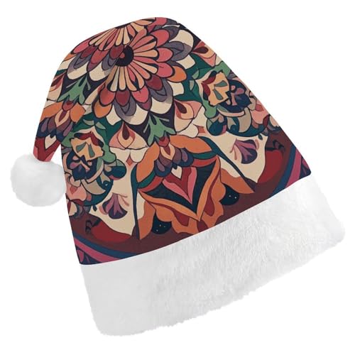 LKHDS Weihnachtsmütze für Erwachsene, Weihnachtsmütze für Damen und Herren, exquisiter Vintage-Mandala-Druck, Weihnachtsmütze, bequeme Weihnachtsmütze für Erwachsene LKHDS Weihnachtsmütze für Erwachsene, Weihnachtsmütze für Damen und Herren, exquisiter Vintage-Mandala-Druck, Weihnachtsmütze, bequeme Weihnachtsmütze für Erwachsene von LKHDS