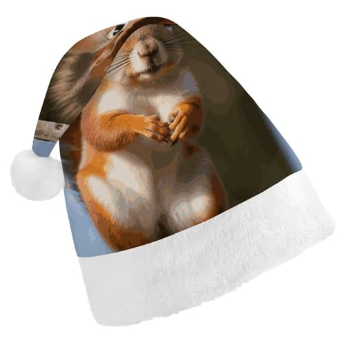 LKHDS Weihnachtsmütze für Erwachsene, Weihnachtsmütze für Damen und Herren, exquisites Eichhörnchen, lustiger Tierdruck, Weihnachtsmütze, bequeme Weihnachtsmütze für Erwachsene LKHDS Weihnachtsmütze für Erwachsene, Weihnachtsmütze für Damen und Herren, exquisites Eichhörnchen, lustiger Tierdruck, Weihnachtsmütze, bequeme Weihnachtsmütze für Erwachsene von LKHDS