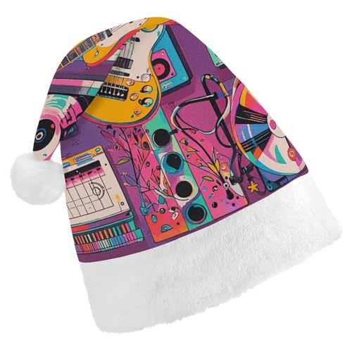 LKHDS Weihnachtsmütze für Erwachsene, Weihnachtsmütze für Damen und Herren, exquisites Musikthema, Gitarre, bedruckte Weihnachtsmütze, bequeme Weihnachtsmütze für Erwachsene LKHDS Weihnachtsmütze für Erwachsene, Weihnachtsmütze für Damen und Herren, exquisites Musikthema, Gitarre, bedruckte Weihnachtsmütze, bequeme Weihnachtsmütze für Erwachsene von LKHDS