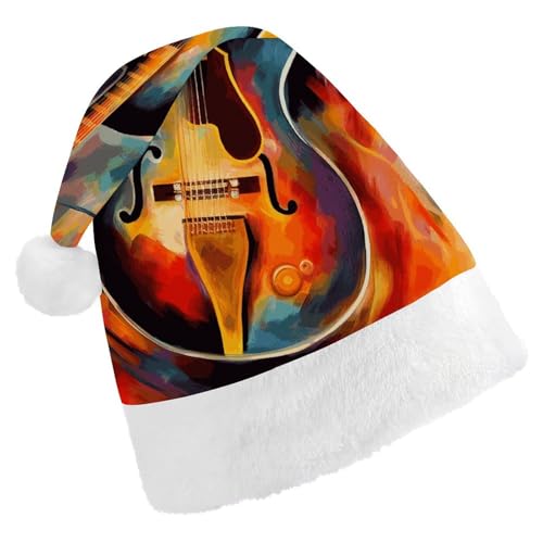 LKHDS Weihnachtsmütze für Erwachsene, für Damen und Herren, exquisit, abstrakt, Aquarell-Gitarre, bedruckt, bequeme Weihnachtsmütze für Erwachsene LKHDS Weihnachtsmütze für Erwachsene, für Damen und Herren, exquisit, abstrakt, Aquarell-Gitarre, bedruckt, bequeme Weihnachtsmütze für Erwachsene von LKHDS