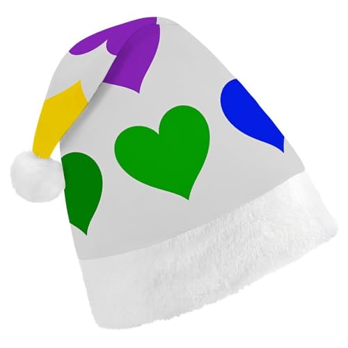 LKHDS Weihnachtsmütze für Erwachsene, für Damen und Herren, exquisit, bunte Regenbogen-Herzen, bedruckte Weihnachtsmütze, bequeme Weihnachtsmütze für Erwachsene LKHDS Weihnachtsmütze für Erwachsene, für Damen und Herren, exquisit, bunte Regenbogen-Herzen, bedruckte Weihnachtsmütze, bequeme Weihnachtsmütze für Erwachsene von LKHDS