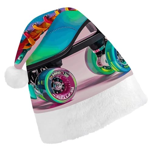 LKHDS Weihnachtsmütze für Erwachsene, für Damen und Herren, exquisit, bunte Rollschuhe, bedruckte Weihnachtsmütze, bequeme Weihnachtsmütze für Erwachsene LKHDS Weihnachtsmütze für Erwachsene, für Damen und Herren, exquisit, bunte Rollschuhe, bedruckte Weihnachtsmütze, bequeme Weihnachtsmütze für Erwachsene von LKHDS