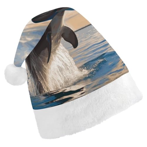 LKHDS Weihnachtsmütze für Erwachsene, für Damen und Herren, exquisit, lustig, Tier, Delfin, bedruckt, Weihnachtsmütze, bequeme Weihnachtsmütze für Erwachsene LKHDS Weihnachtsmütze für Erwachsene, für Damen und Herren, exquisit, lustig, Tier, Delfin, bedruckt, Weihnachtsmütze, bequeme Weihnachtsmütze für Erwachsene von LKHDS