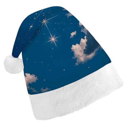 LKHDS Weihnachtsmütze für Erwachsene, für Damen und Herren, exquisit, marineblau und mit Sternen, bedruckte Weihnachtsmütze, bequeme Weihnachtsmütze für Erwachsene LKHDS Weihnachtsmütze für Erwachsene, für Damen und Herren, exquisit, marineblau und mit Sternen, bedruckte Weihnachtsmütze, bequeme Weihnachtsmütze für Erwachsene von LKHDS