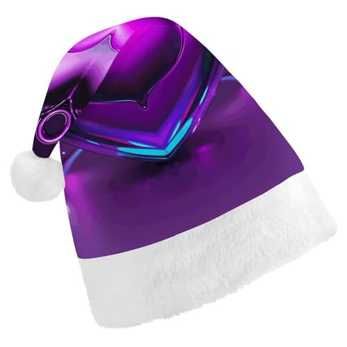 LKHDS Weihnachtsmütze für Erwachsene, für Damen und Herren, exquisit, modisch, mit violettem Herz, bedruckt, bequeme Weihnachtsmütze für Erwachsene LKHDS Weihnachtsmütze für Erwachsene, für Damen und Herren, exquisit, modisch, mit violettem Herz, bedruckt, bequeme Weihnachtsmütze für Erwachsene von LKHDS