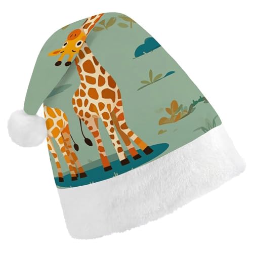 LKHDS Weihnachtsmütze für Erwachsene, für Damen und Herren, exquisit, niedlich, wilde Cartoon-Giraffen, bedruckte Weihnachtsmütze, bequeme Weihnachtsmütze für Erwachsene LKHDS Weihnachtsmütze für Erwachsene, für Damen und Herren, exquisit, niedlich, wilde Cartoon-Giraffen, bedruckte Weihnachtsmütze, bequeme Weihnachtsmütze für Erwachsene von LKHDS
