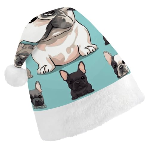 LKHDS Weihnachtsmütze für Erwachsene, für Damen und Herren, exquisit, niedliche französische Bulldogge, bedruckt, Weihnachtsmütze, bequeme Weihnachtsmütze für Erwachsene LKHDS Weihnachtsmütze für Erwachsene, für Damen und Herren, exquisit, niedliche französische Bulldogge, bedruckt, Weihnachtsmütze, bequeme Weihnachtsmütze für Erwachsene von LKHDS
