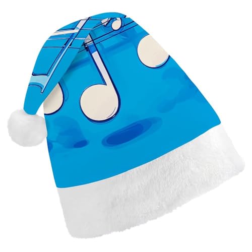 LKHDS Weihnachtsmütze für Erwachsene, für Damen und Herren, exquisite blaue Musiknoten, bedruckte Weihnachtsmütze, bequeme Weihnachtsmütze für Erwachsene LKHDS Weihnachtsmütze für Erwachsene, für Damen und Herren, exquisite blaue Musiknoten, bedruckte Weihnachtsmütze, bequeme Weihnachtsmütze für Erwachsene von LKHDS