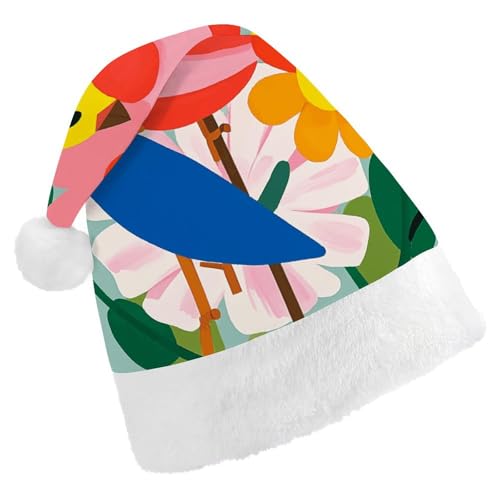 LKHDS Weihnachtsmütze für Erwachsene, für Damen und Herren, exquisite bunte Blumen, Vogel bedruckt, Weihnachtsmütze, bequeme Weihnachtsmütze für Erwachsene LKHDS Weihnachtsmütze für Erwachsene, für Damen und Herren, exquisite bunte Blumen, Vogel bedruckt, Weihnachtsmütze, bequeme Weihnachtsmütze für Erwachsene von LKHDS