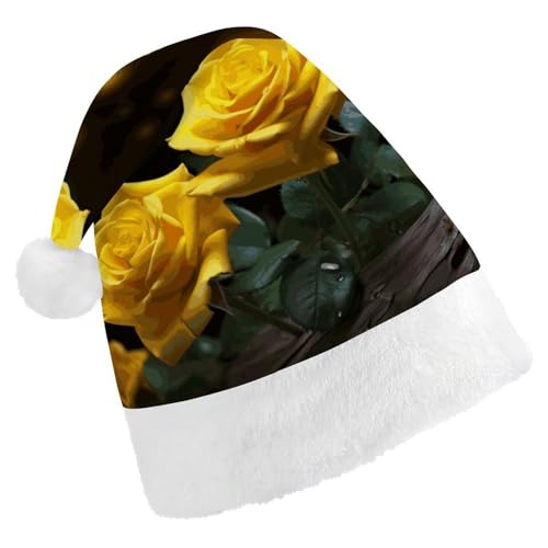 LKHDS Weihnachtsmütze für Erwachsene, für Damen und Herren, exquisite schöne gelbe Rosen, bedruckte Weihnachtsmütze, bequeme Weihnachtsmütze für Erwachsene LKHDS Weihnachtsmütze für Erwachsene, für Damen und Herren, exquisite schöne gelbe Rosen, bedruckte Weihnachtsmütze, bequeme Weihnachtsmütze für Erwachsene von LKHDS