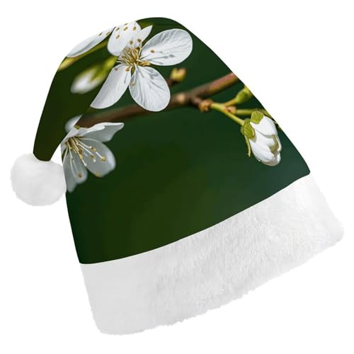 LKHDS Weihnachtsmütze für Erwachsene, für Damen und Herren, exquisite weiße natürliche Pflanze, grüner Zweig, bedruckte Weihnachtsmütze, bequeme Weihnachtsmütze für Erwachsene LKHDS Weihnachtsmütze für Erwachsene, für Damen und Herren, exquisite weiße natürliche Pflanze, grüner Zweig, bedruckte Weihnachtsmütze, bequeme Weihnachtsmütze für Erwachsene von LKHDS