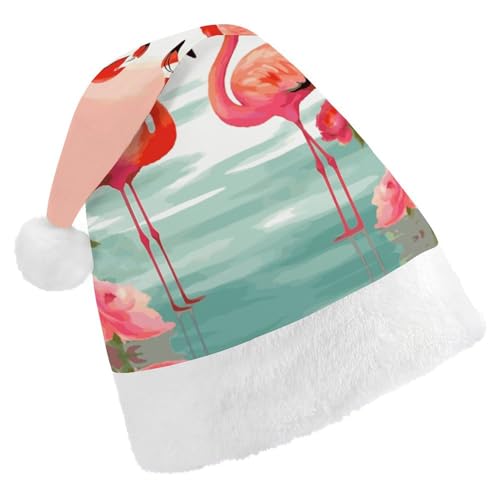 LKHDS Weihnachtsmütze für Erwachsene, für Damen und Herren, exquisite zwei rote Flamingos, bedruckte Weihnachtsmütze, bequeme Weihnachtsmütze für Erwachsene LKHDS Weihnachtsmütze für Erwachsene, für Damen und Herren, exquisite zwei rote Flamingos, bedruckte Weihnachtsmütze, bequeme Weihnachtsmütze für Erwachsene von LKHDS