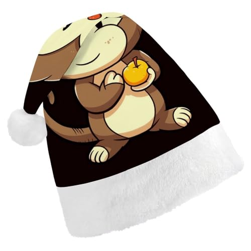 LKHDS Weihnachtsmütze für Erwachsene, für Damen und Herren, exquisiter Cartoon-Affe, der Früchte hält, bedruckte Weihnachtsmütze, bequeme Weihnachtsmütze für Erwachsene LKHDS Weihnachtsmütze für Erwachsene, für Damen und Herren, exquisiter Cartoon-Affe, der Früchte hält, bedruckte Weihnachtsmütze, bequeme Weihnachtsmütze für Erwachsene von LKHDS