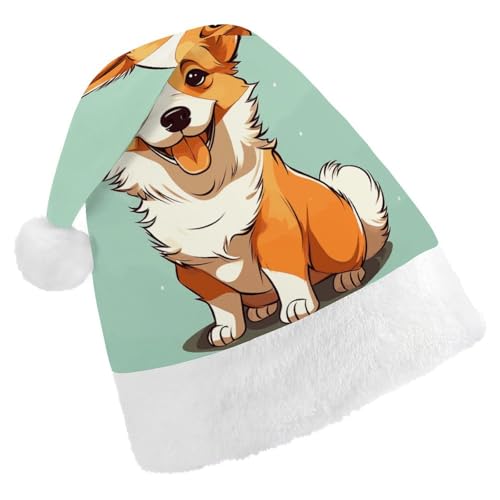 LKHDS Weihnachtsmütze für Erwachsene, für Damen und Herren, exquisiter Corgi, niedlicher Hund, bedruckte Weihnachtsmütze, bequeme Weihnachtsmütze für Erwachsene LKHDS Weihnachtsmütze für Erwachsene, für Damen und Herren, exquisiter Corgi, niedlicher Hund, bedruckte Weihnachtsmütze, bequeme Weihnachtsmütze für Erwachsene von LKHDS