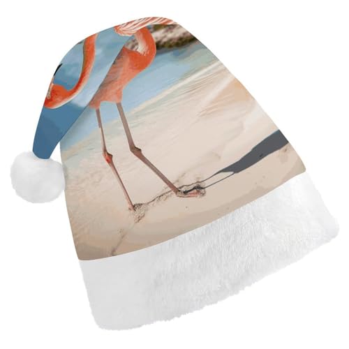 LKHDS Weihnachtsmütze für Erwachsene, für Damen und Herren, exquisiter Strand, Flamingo, bedruckt, bequeme Weihnachtsmütze für Erwachsene LKHDS Weihnachtsmütze für Erwachsene, für Damen und Herren, exquisiter Strand, Flamingo, bedruckt, bequeme Weihnachtsmütze für Erwachsene von LKHDS