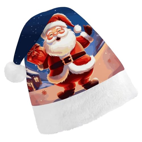 LKHDS Weihnachtsmütze für Erwachsene, für Damen und Herren, exquisiter Weihnachtsmann-Druck, bequeme Weihnachtsmütze, Weihnachtsmütze für Erwachsene von LKHDS