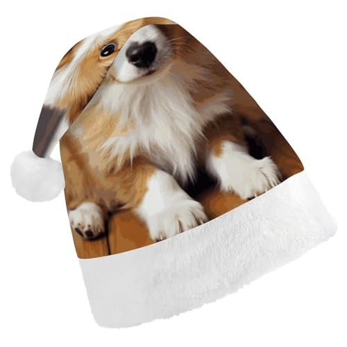 LKHDS Weihnachtsmütze für Erwachsene, für Damen und Herren, exquisiter süßer Welpen-Hund, bedruckte Weihnachtsmütze, bequeme Weihnachtsmütze für Erwachsene LKHDS Weihnachtsmütze für Erwachsene, für Damen und Herren, exquisiter süßer Welpen-Hund, bedruckte Weihnachtsmütze, bequeme Weihnachtsmütze für Erwachsene von LKHDS