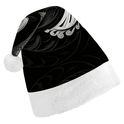LKHDS Weihnachtsmütze für Erwachsene, für Damen und Herren, exquisites schwarz-weißes Bild, bedruckte Weihnachtsmütze, bequeme Weihnachtsmütze für Erwachsene LKHDS Weihnachtsmütze für Erwachsene, für Damen und Herren, exquisites schwarz-weißes Bild, bedruckte Weihnachtsmütze, bequeme Weihnachtsmütze für Erwachsene von LKHDS