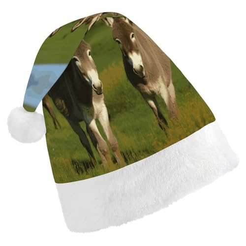 LKHDS Weihnachtsmütze für Erwachsene für Damen und Herren, exquisiter Esel auf grüner Wiese, bedruckte Weihnachtsmütze, bequeme Weihnachtsmütze für Erwachsene LKHDS Weihnachtsmütze für Erwachsene für Damen und Herren, exquisiter Esel auf grüner Wiese, bedruckte Weihnachtsmütze, bequeme Weihnachtsmütze für Erwachsene von LKHDS
