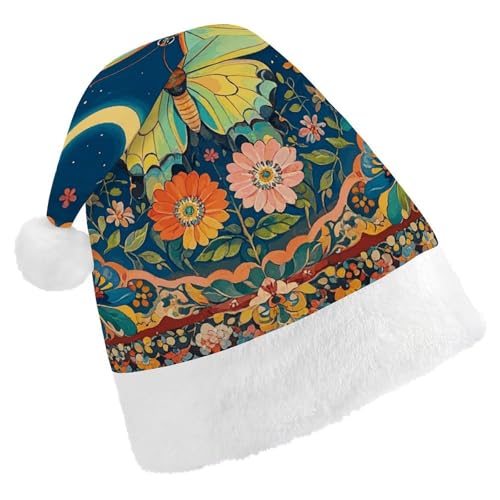 LKHDS Weihnachtsmütze für Erwachsene für Damen und Herren, exquisiter Schmetterlings-Blumen-Wandteppich, bedruckte Weihnachtsmütze, bequeme Weihnachtsmütze für Erwachsene LKHDS Weihnachtsmütze für Erwachsene für Damen und Herren, exquisiter Schmetterlings-Blumen-Wandteppich, bedruckte Weihnachtsmütze, bequeme Weihnachtsmütze für Erwachsene von LKHDS
