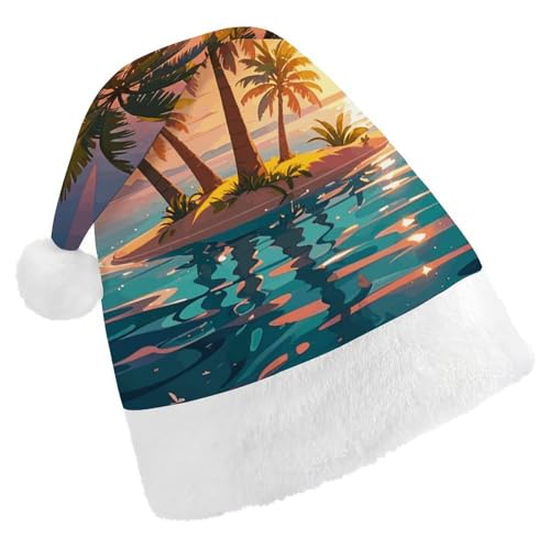 LKHDS Weihnachtsmütze für Erwachsene für Damen und Herren, exquisiter Sonnenaufgang, tropische Palmeninsel, bedruckte Weihnachtsmütze, bequeme Weihnachtsmütze für Erwachsene LKHDS Weihnachtsmütze für Erwachsene für Damen und Herren, exquisiter Sonnenaufgang, tropische Palmeninsel, bedruckte Weihnachtsmütze, bequeme Weihnachtsmütze für Erwachsene von LKHDS