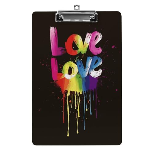 Love is Love Klemmbrett für Büro, Zuhause, Acryl-Klemmbrett mit Aufhängelöchern aus Edelstahl, langlebige Klemmbretter für Notizen, Prüfungen, Noten, Noten, 31,8 x 21,6 cm Love is Love Klemmbrett für Büro, Zuhause, Acryl-Klemmbrett mit Aufhängelöchern aus Edelstahl, langlebige Klemmbretter für Notizen, Prüfungen, Noten, Noten, 31,8 x 21,6 cm von LKHDS