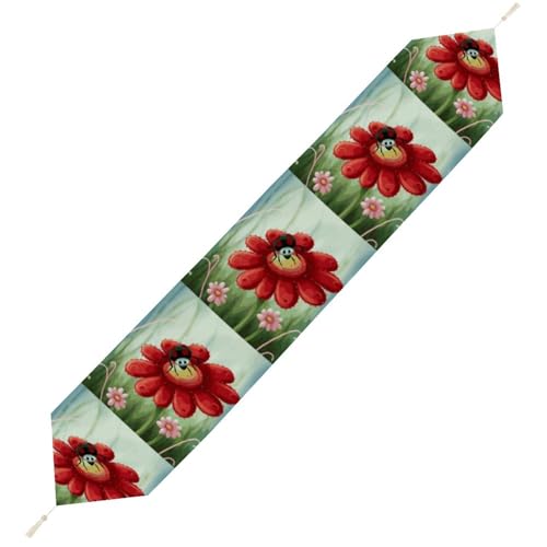 Marienkäfer-Tischläufer, wiederverwendbar, weich, kurz, Plüsch, Esstischdekoration für Hochzeit, Party, Küche, 178 x 33 cm Marienkäfer-Tischläufer, wiederverwendbar, weich, kurz, Plüsch, Esstischdekoration für Hochzeit, Party, Küche, 178 x 33 cm von LKHDS