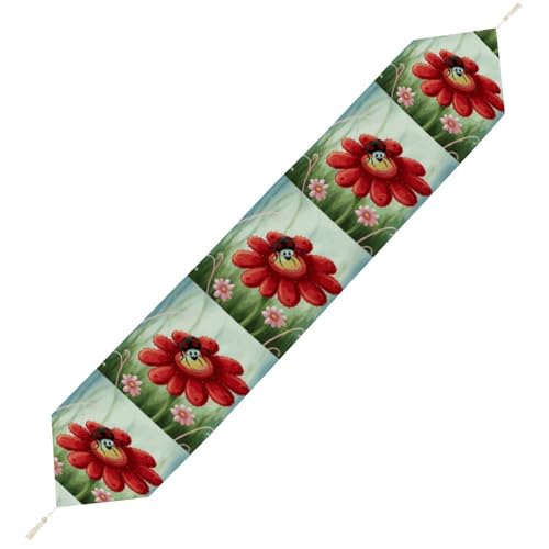 Marienkäfer-Tischläufer, wiederverwendbar, weich, kurz, Plüsch, Esstischdekoration für Hochzeit, Party, Küche, 200 x 33 cm Marienkäfer-Tischläufer, wiederverwendbar, weich, kurz, Plüsch, Esstischdekoration für Hochzeit, Party, Küche, 200 x 33 cm von LKHDS