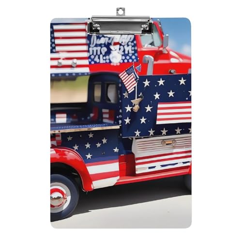 Patriotisches LKW-Klemmbrett für Büro, Zuhause, Acryl-Klemmbrett mit Aufhängelöchern aus Edelstahl, langlebige Klemmbretter für Notizen, Prüfungen, Noten, Noten, 31,8 x 21,6 cm Patriotisches LKW-Klemmbrett für Büro, Zuhause, Acryl-Klemmbrett mit Aufhängelöchern aus Edelstahl, langlebige Klemmbretter für Notizen, Prüfungen, Noten, Noten, 31,8 x 21,6 cm von LKHDS