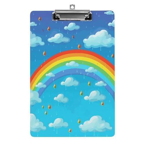 Regenbogen-Wolken-Regentropfen-Klemmbrett für Büro, Zuhause, Acryl-Klemmbrett mit Aufhängelöchern aus Edelstahl, langlebige Klemmbretter für Notizen, Prüfungen, Noten, Noten, 31,8 x 21,6 cm Regenbogen-Wolken-Regentropfen-Klemmbrett für Büro, Zuhause, Acryl-Klemmbrett mit Aufhängelöchern aus Edelstahl, langlebige Klemmbretter für Notizen, Prüfungen, Noten, Noten, 31,8 x 21,6 cm von LKHDS