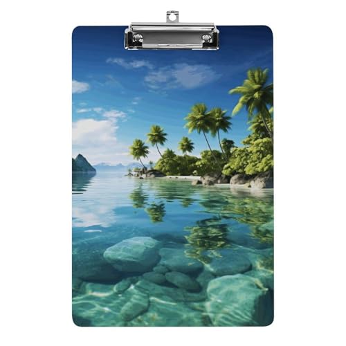 Schöne Insel im Meer Klemmbrett für Büro, Zuhause, Acryl-Klemmbrett mit Aufhängelöchern aus Edelstahl, langlebige Klemmbretter für Notizen, Prüfungen, Noten, Noten, 31,8 x 21,6 cm Schöne Insel im Meer Klemmbrett für Büro, Zuhause, Acryl-Klemmbrett mit Aufhängelöchern aus Edelstahl, langlebige Klemmbretter für Notizen, Prüfungen, Noten, Noten, 31,8 x 21,6 cm von LKHDS
