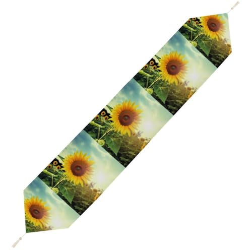 Schöner Sonnenblumen-Tischläufer, wiederverwendbar, weich, kurz, Plüsch, Esstischdekoration für Hochzeit, Party, Küche, 178 x 33 cm Schöner Sonnenblumen-Tischläufer, wiederverwendbar, weich, kurz, Plüsch, Esstischdekoration für Hochzeit, Party, Küche, 178 x 33 cm von LKHDS