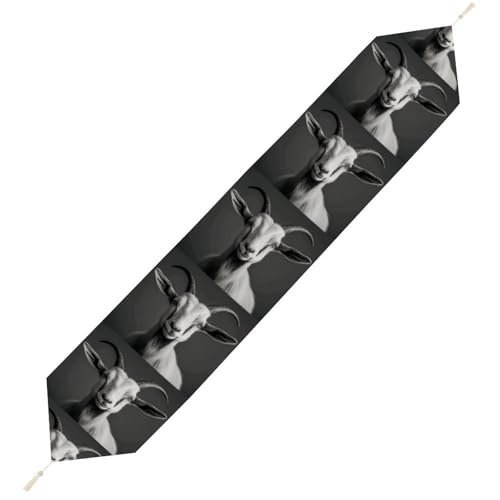 Schwarz-Weißer Ziegen-Tischläufer, wiederverwendbar, weich, kurz, Plüsch, Esstischdekoration für Hochzeit, Party, Küche, 229 x 33 cm Schwarz-Weißer Ziegen-Tischläufer, wiederverwendbar, weich, kurz, Plüsch, Esstischdekoration für Hochzeit, Party, Küche, 229 x 33 cm von LKHDS