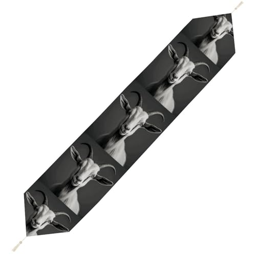 Schwarz-Weißer Ziegen-Tischläufer, wiederverwendbare Tischdecke, weicher kurzer Plüsch, Esstischdekoration für Hochzeit, Party, Küche, 178 x 33 cm Schwarz-Weißer Ziegen-Tischläufer, wiederverwendbare Tischdecke, weicher kurzer Plüsch, Esstischdekoration für Hochzeit, Party, Küche, 178 x 33 cm von LKHDS