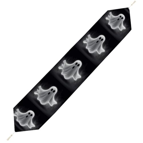 Schwarzer und Halloween-Geister-Tischläufer, wiederverwendbar, weich, kurz, Plüsch, Esstischdekoration für Hochzeit, Party, Küche, 200 x 33 cm Schwarzer und Halloween-Geister-Tischläufer, wiederverwendbar, weich, kurz, Plüsch, Esstischdekoration für Hochzeit, Party, Küche, 200 x 33 cm von LKHDS