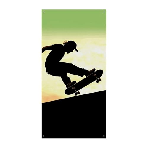 Skateboard-Türbanner, saisonale vertikale Türabdeckung, Dekoration, langlebiger Hintergrund für Party, Veranda, Eingang, Garten, Dekoration, 178 x 80 cm von LKHDS
