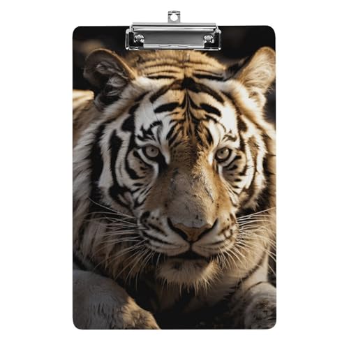 Tiertiger Klemmbrett für Büro, Zuhause, Acryl-Klemmbrett mit Aufhängelöchern aus Edelstahl, langlebige Klemmbretter für Notizen, Prüfungen, Noten, Noten, 31,8 x 21,6 cm Tiertiger Klemmbrett für Büro, Zuhause, Acryl-Klemmbrett mit Aufhängelöchern aus Edelstahl, langlebige Klemmbretter für Notizen, Prüfungen, Noten, Noten, 31,8 x 21,6 cm von LKHDS