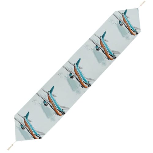 Tischläufer mit Cartoon-Flugzeug, wiederverwendbar, weich, kurz, Plüsch, Esstischdekoration für Hochzeit, Party, Küche, 200 x 33 cm Tischläufer mit Cartoon-Flugzeug, wiederverwendbar, weich, kurz, Plüsch, Esstischdekoration für Hochzeit, Party, Küche, 200 x 33 cm von LKHDS