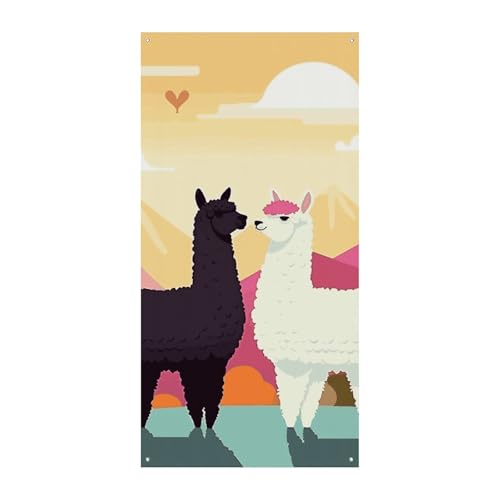 Türbanner "Alpacas in Love", saisonale vertikale Türabdeckung, Dekoration, langlebiger Hintergrund für Party, Veranda, Eingang, Garten, Dekoration, 178 x 80 cm Türbanner "Alpacas in Love", saisonale vertikale Türabdeckung, Dekoration, langlebiger Hintergrund für Party, Veranda, Eingang, Garten, Dekoration, 178 x 80 cm von LKHDS