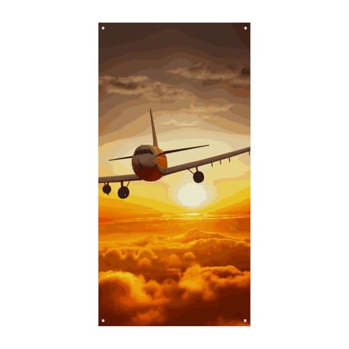 Türbanner mit Flugzeug bei Sonnenuntergang, saisonale vertikale Türabdeckung, Dekoration, langlebiger Hintergrund für Party, Veranda, Eingang, Garten, Dekoration, 178 x 80 cm Türbanner mit Flugzeug bei Sonnenuntergang, saisonale vertikale Türabdeckung, Dekoration, langlebiger Hintergrund für Party, Veranda, Eingang, Garten, Dekoration, 178 x 80 cm von LKHDS