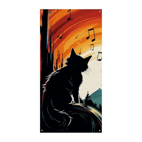 Türbanner mit Katzen-Silhouette, saisonale vertikale Türabdeckung, Dekoration, langlebiger Hintergrund für Party, Veranda, Eingang, Garten, Dekoration, 178 x 80 cm Türbanner mit Katzen-Silhouette, saisonale vertikale Türabdeckung, Dekoration, langlebiger Hintergrund für Party, Veranda, Eingang, Garten, Dekoration, 178 x 80 cm von LKHDS