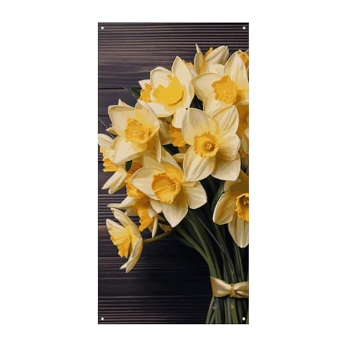 Türbanner mit Narzissenstrauß, saisonale vertikale Türabdeckung, Dekoration, langlebiger Hintergrund für Party, Veranda, Eingang, Garten, Dekoration, 178 x 80 cm Türbanner mit Narzissenstrauß, saisonale vertikale Türabdeckung, Dekoration, langlebiger Hintergrund für Party, Veranda, Eingang, Garten, Dekoration, 178 x 80 cm von LKHDS